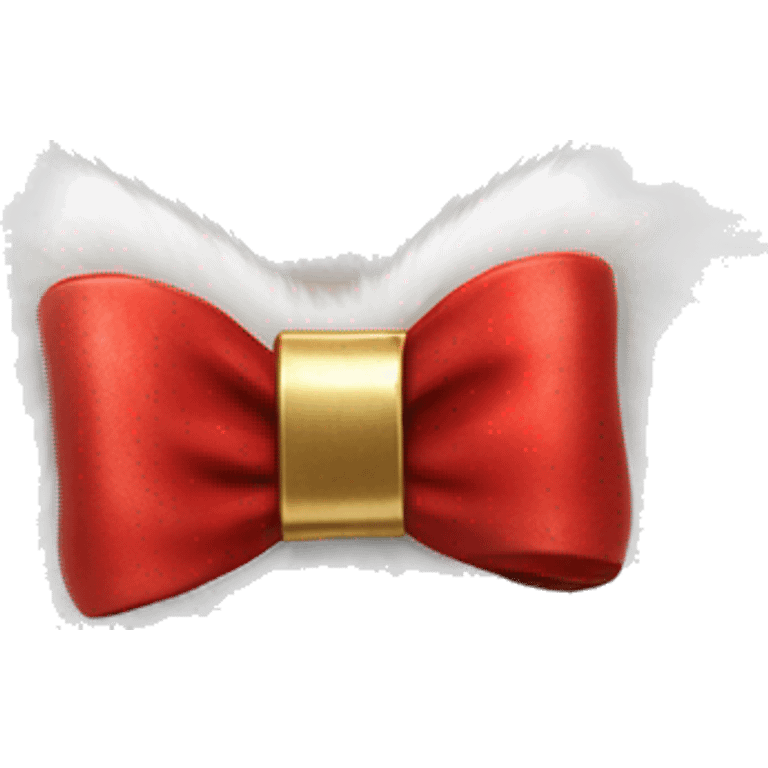 Realistic red bow lined with white fur and gold buckle in the middle emoji