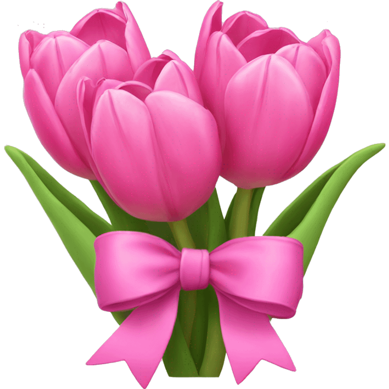 Pink tulips with a bow emoji