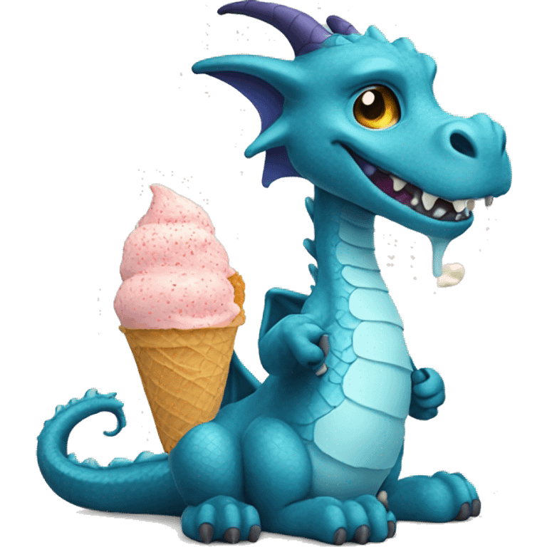 Dragon eating ice cream emoji