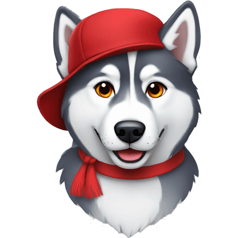 husky with a red hat on emoji