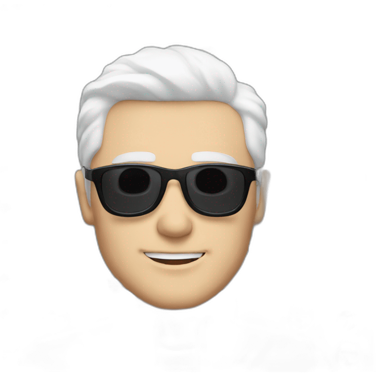 white hair man  with blue eyes and black sunglasses and a black jacket emoji