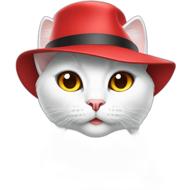 sitting white cat in vr headset in red hat emoji