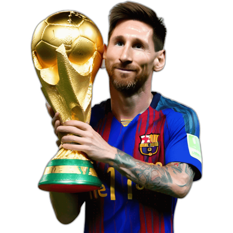 Lionel Messi kissing the world cup emoji