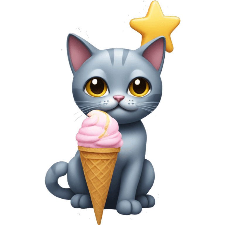 cat with star eyes holding an ice cream  emoji