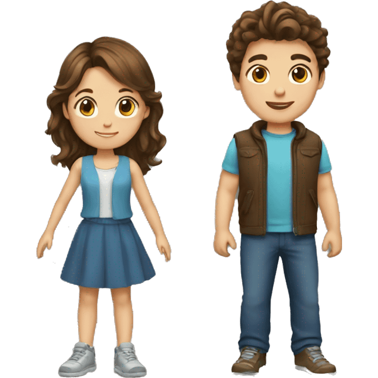 boy with brown hair with girl with brown hair emoji