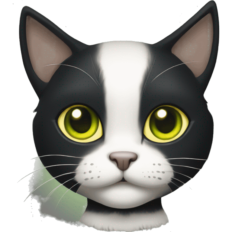 black cat with greenish yellow irises. upturned eyes full body normal shaped cat emoji