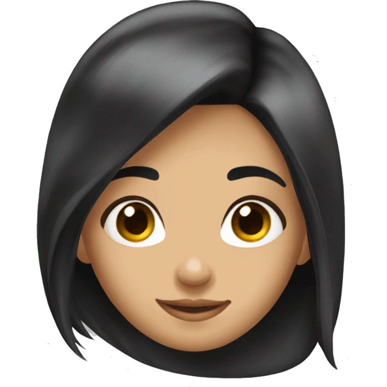 pretty young long black haired girl shy emoji