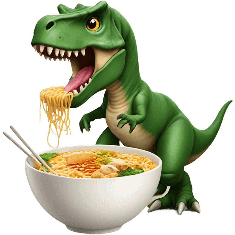 T rex with a Ramen bowl  emoji