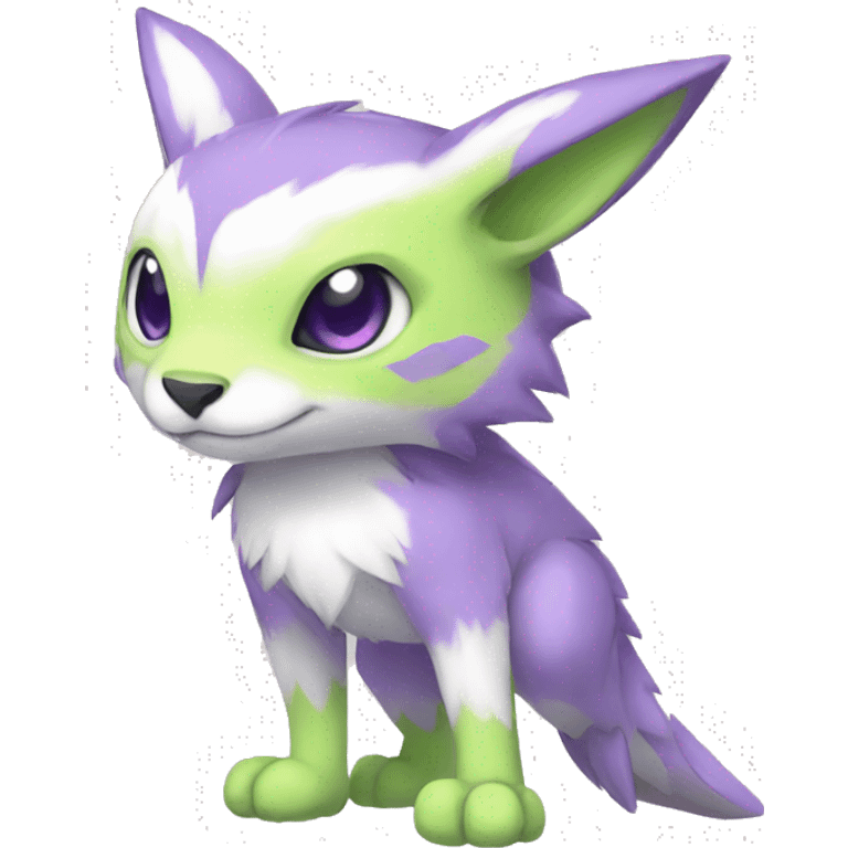 Cute cool purple white lime animal hybrid Fakemon full body emoji