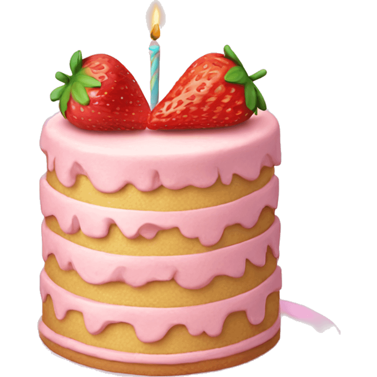 Pastel Birthday cake with strawberry emoji