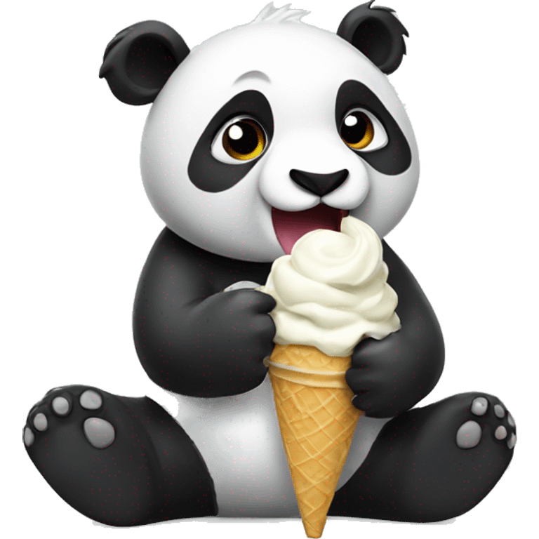 Panda eating ice cream emoji