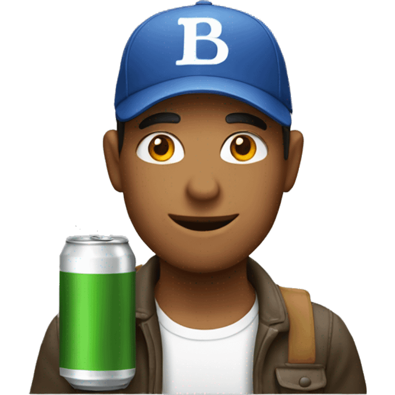 man in cap holding a can of beer emoji