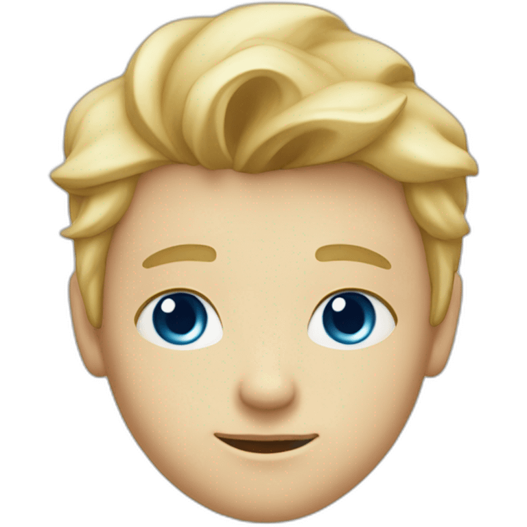 13y old blond boy with blue eyes, Hair forward so that it sits straight across his forehead to just before his  emoji