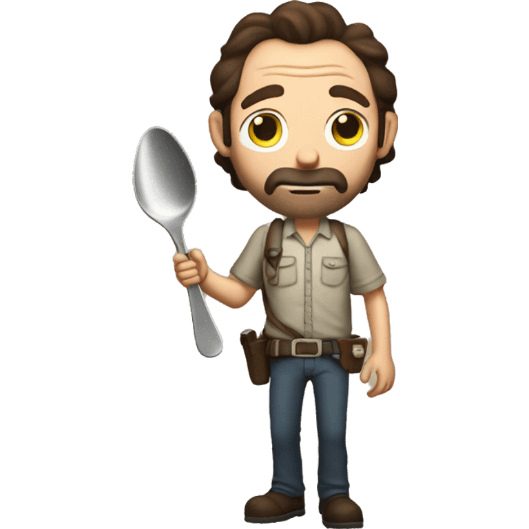 Rick Grimes holding a comically large spoon emoji