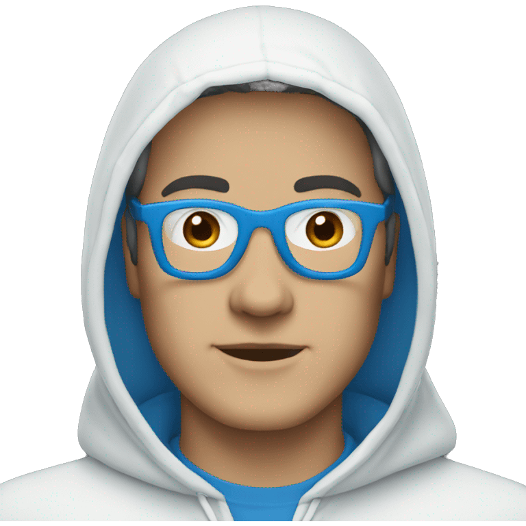 man with blue glasses and white hood emoji