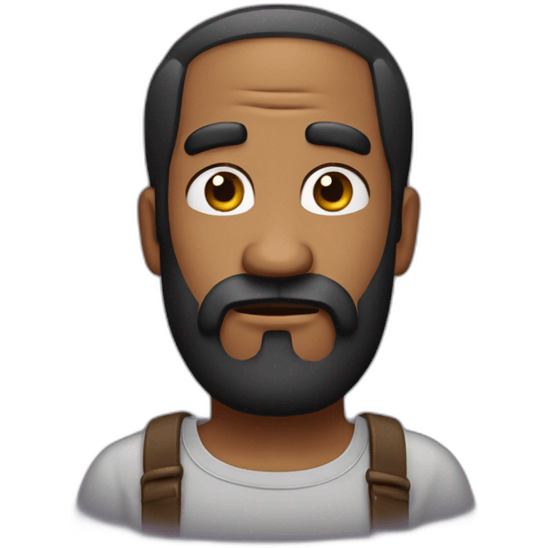 doubtful expression black bearded man emoji