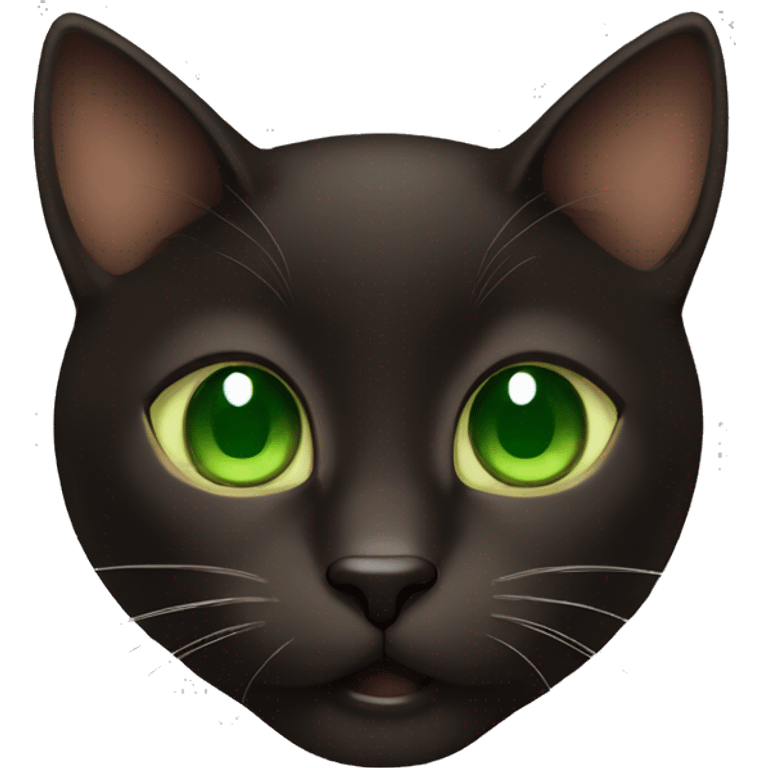 Dark brown, brown and black cat with green eyes emoji