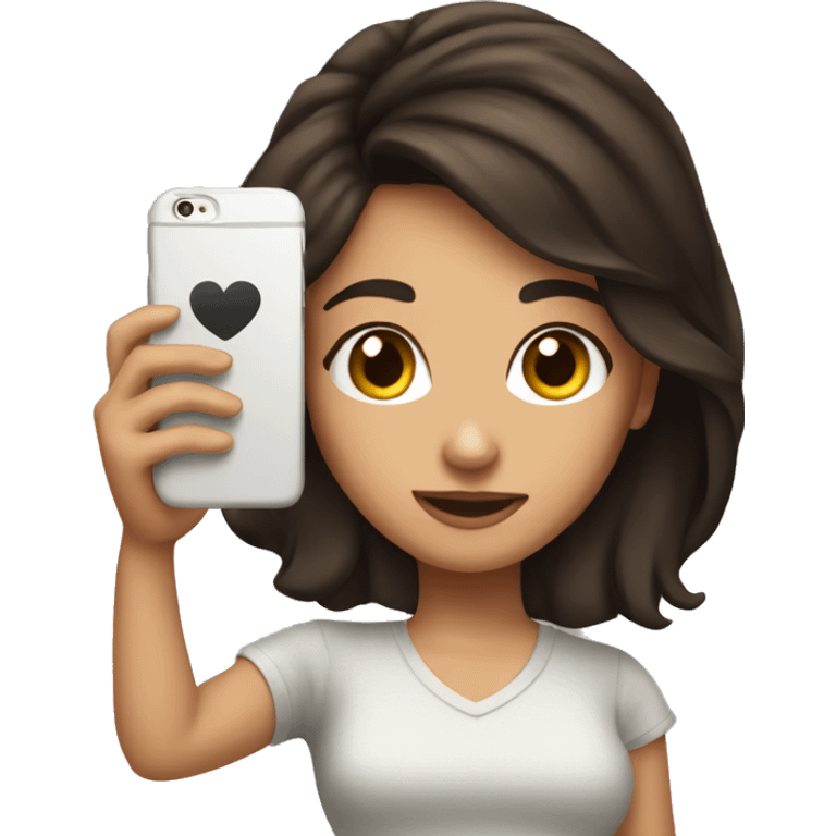 Brunette with iPhone in love emoji