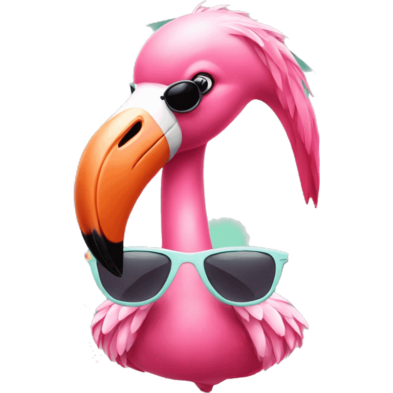 pink flamingo with sunglasses emoji