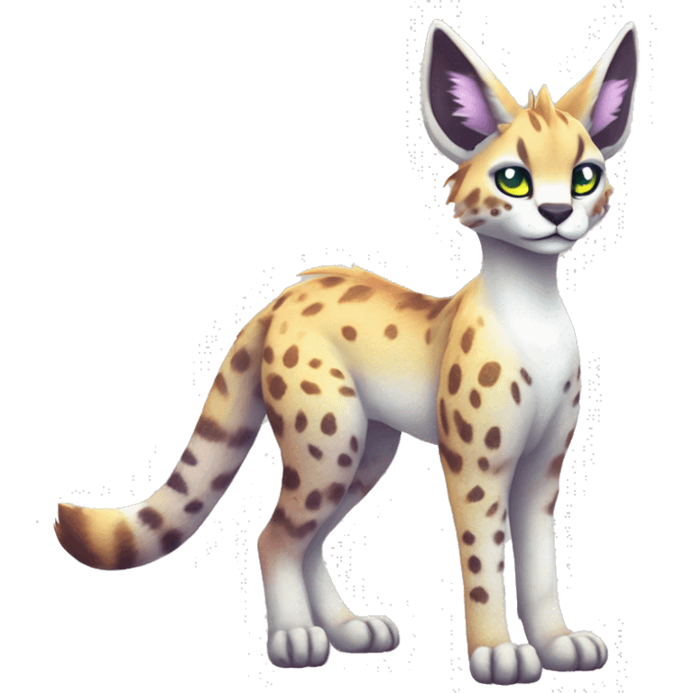 Cute Kawaii Epic Ethereal Sparkly Colorful Sergal-Serval-Caracal-Vernid full body emoji