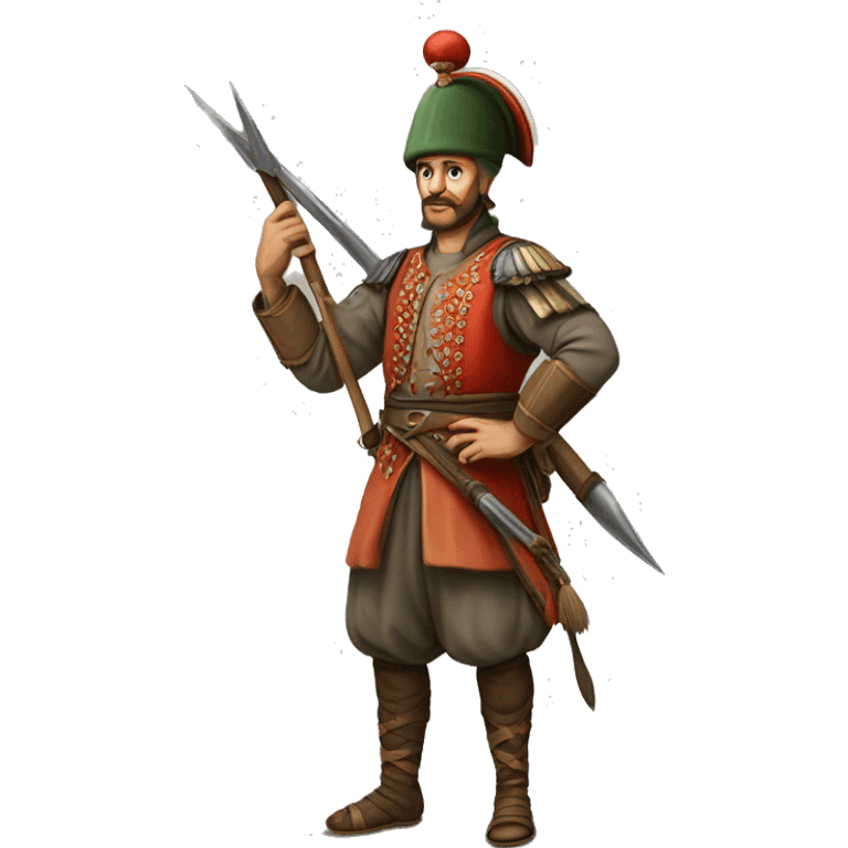 A full-length serious ottoman janissary emoji