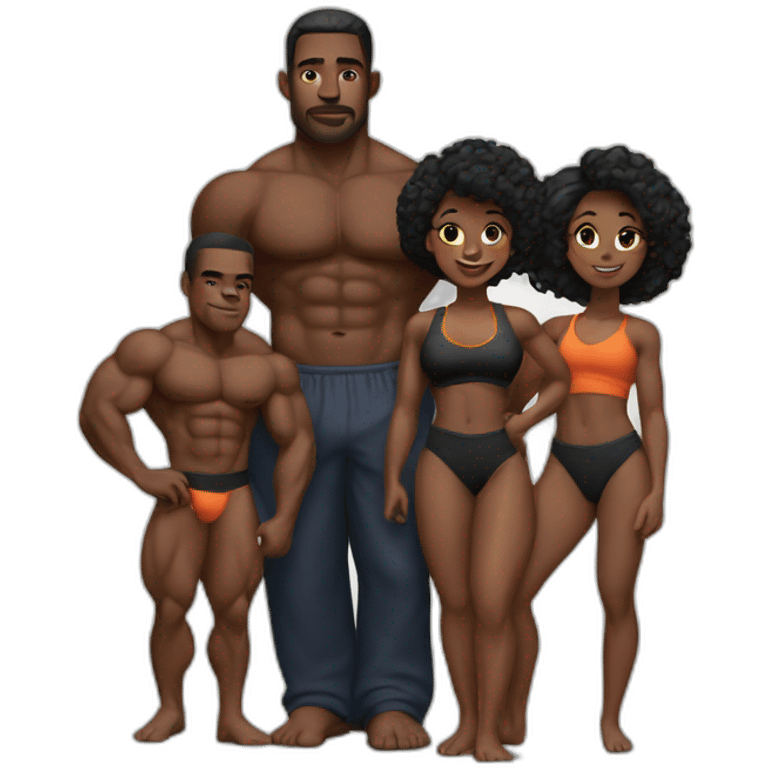 Black body builder family  emoji