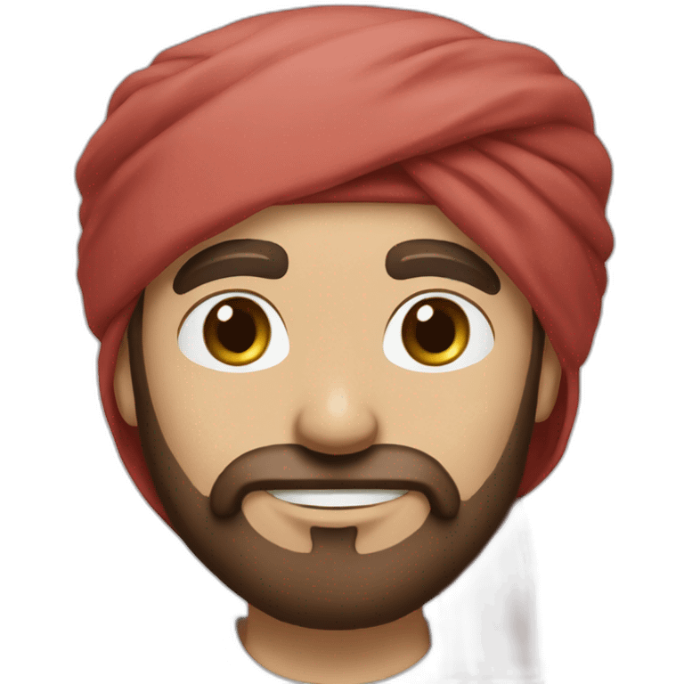 red white Arab turban and dark brown beard white male emoji