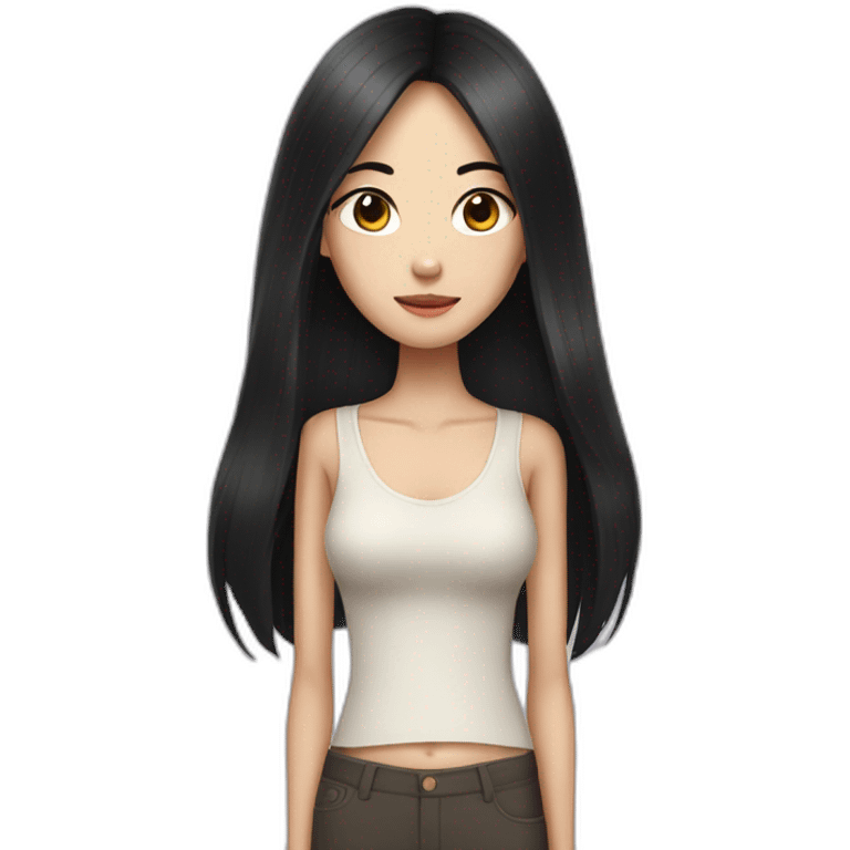 Skinny Chinese lady with long black hair emoji