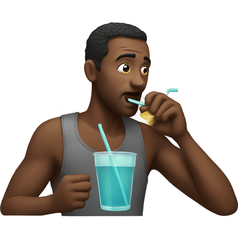 man sipping from drink with a straw emoji