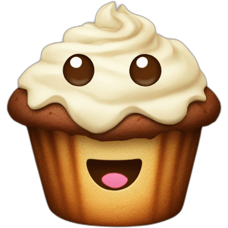 vanilla chocolate muffin with a face emoji