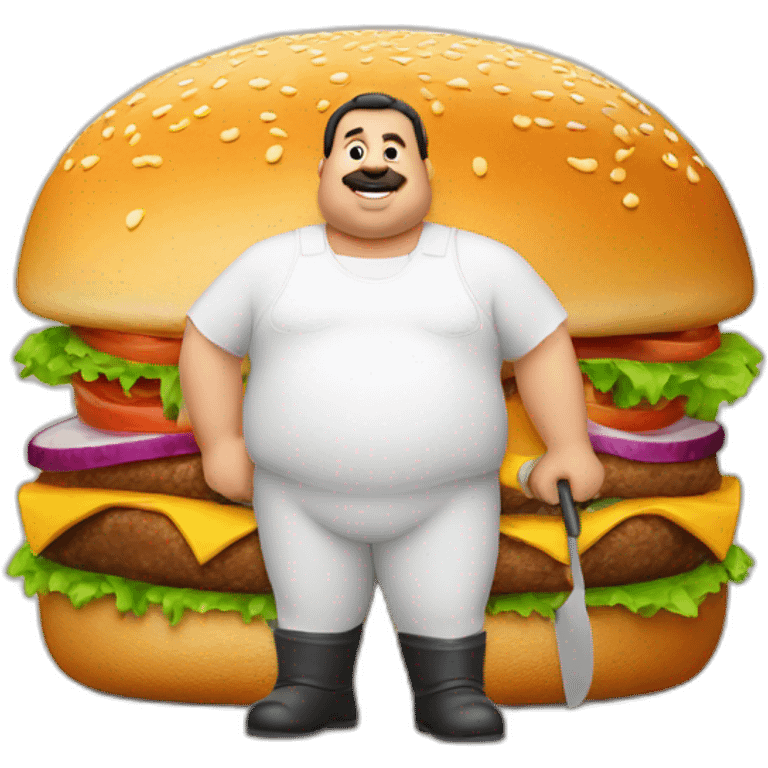 big-fat-man-portuguese-with-burger-and-trowel emoji