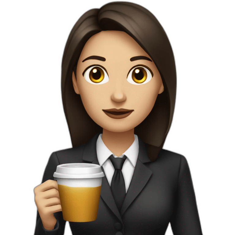 Brunette lawyer with honey eyes having a coffee”. emoji