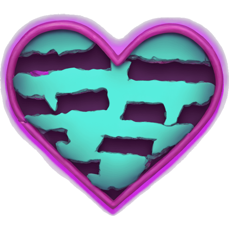 neon broken heart emoji