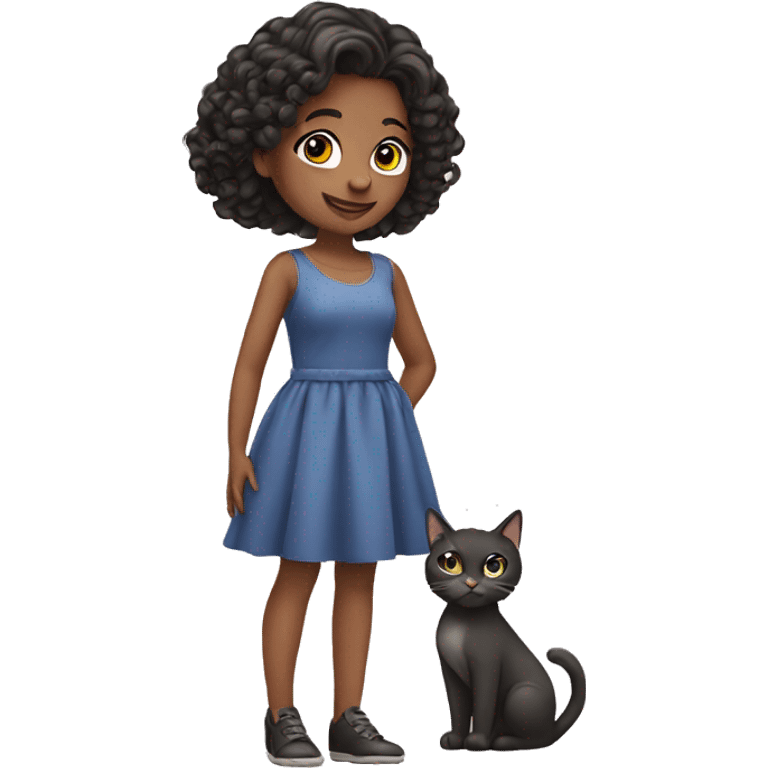 pretty girl in dress with cat emoji