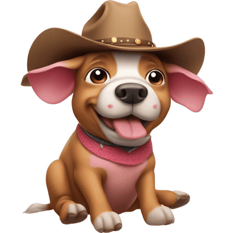 dog riding on a pig wearing a cowboy hat emoji