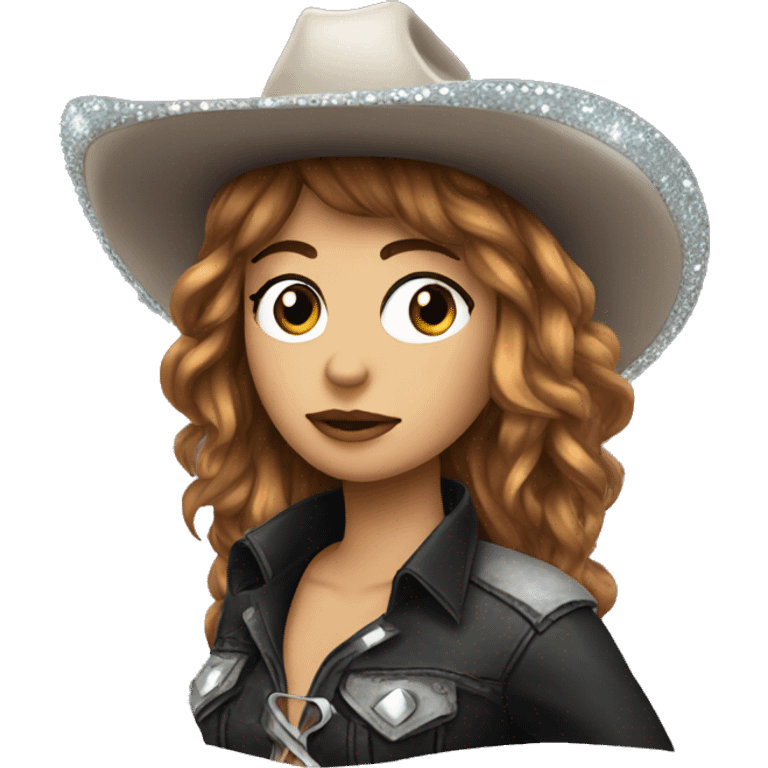 emo cowgirl with sparkly cowboy hat emoji