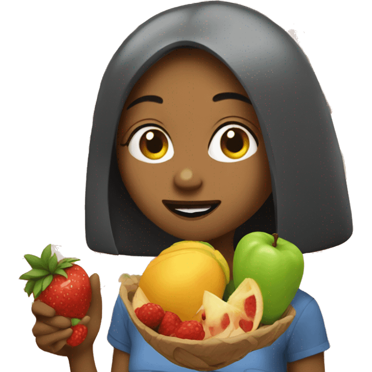 Lexi eating fruit emoji