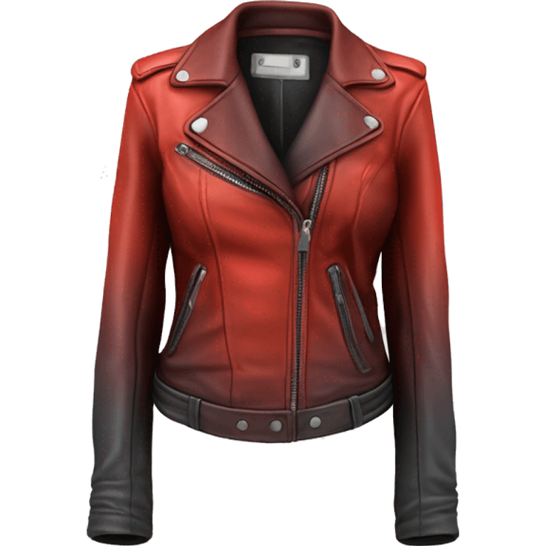 Hyper Realistic isolated open red ombre feminine fashion leather jacket. emoji