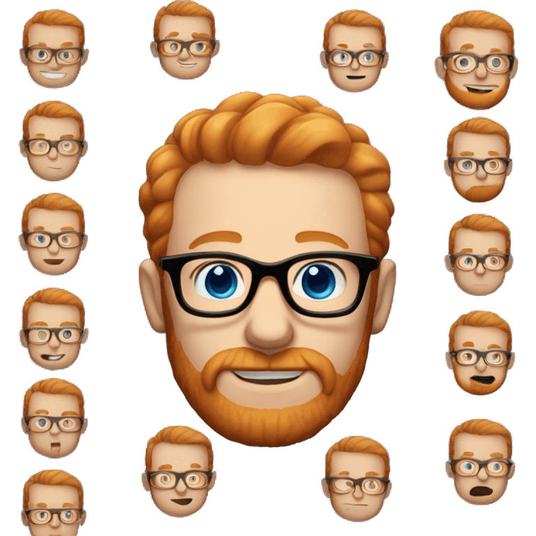 ginger man with glasses, no beard, blue eyes emoji