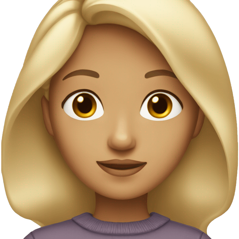 Blonde girl with brown eyes and tan skin tone  emoji