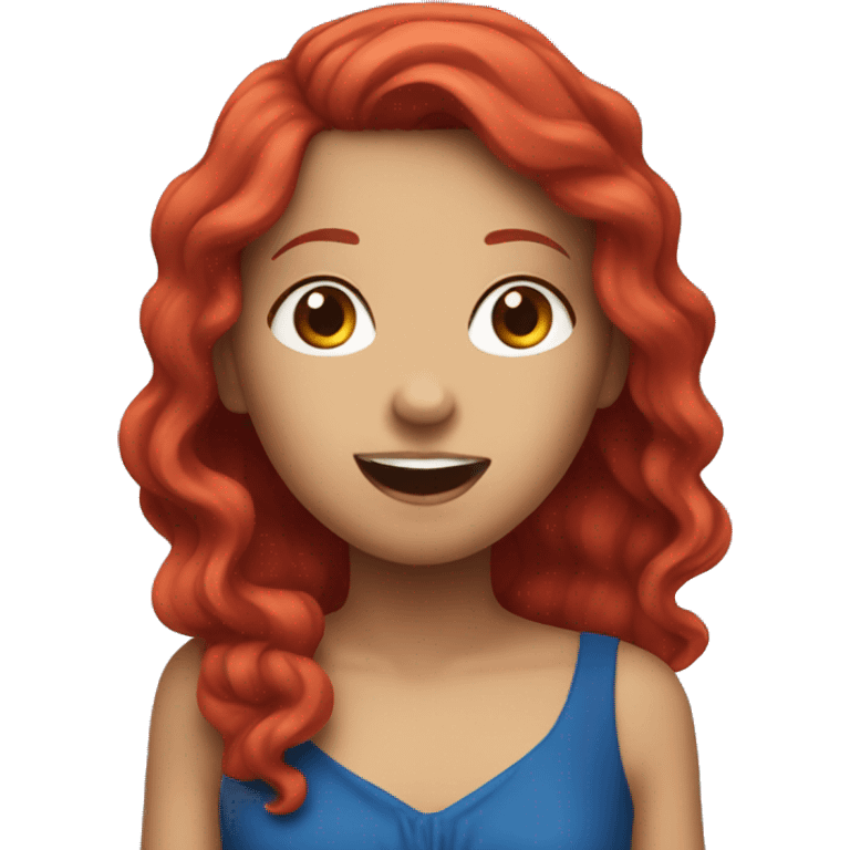 girl singing in blue dress red hair  emoji