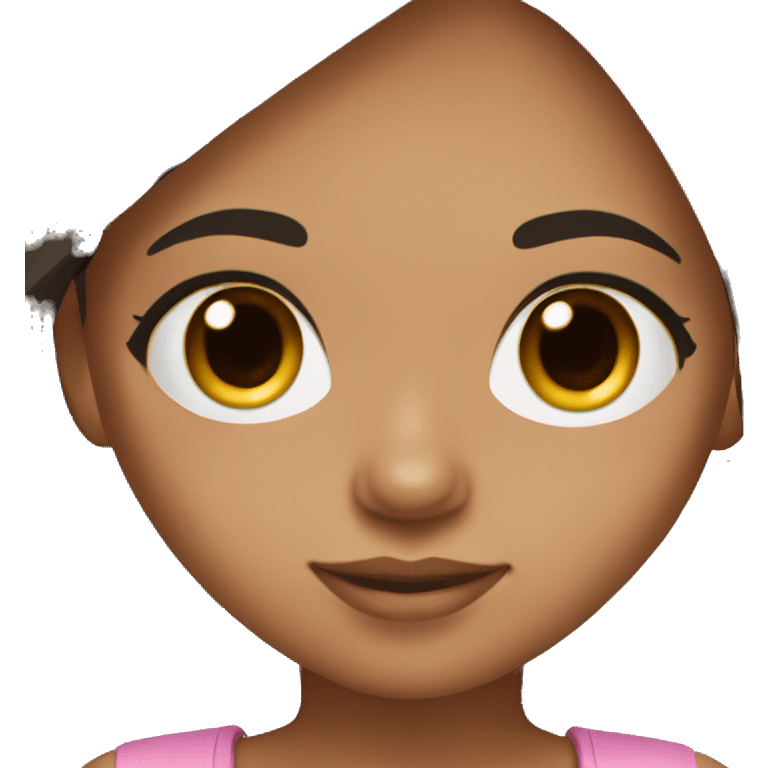 Little brown skin girl with black straight hair with brown eyes and lashes emoji