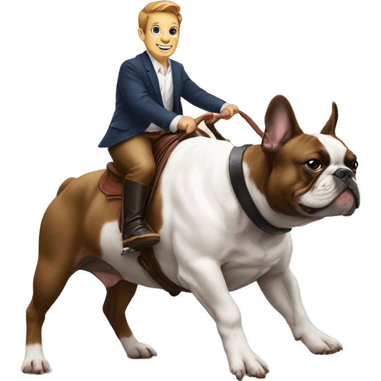 French bulldog riding a bull emoji