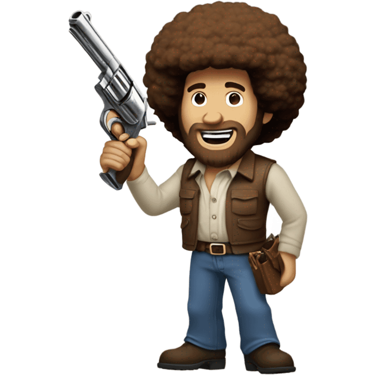 Bob Ross holding a Colt Python emoji