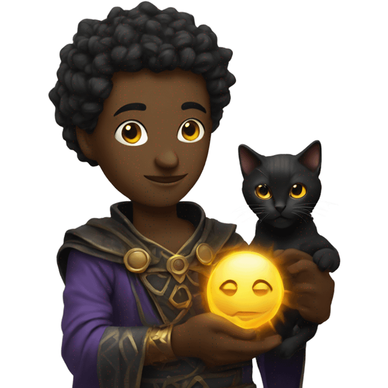 Sun warlock holding a black kitten emoji