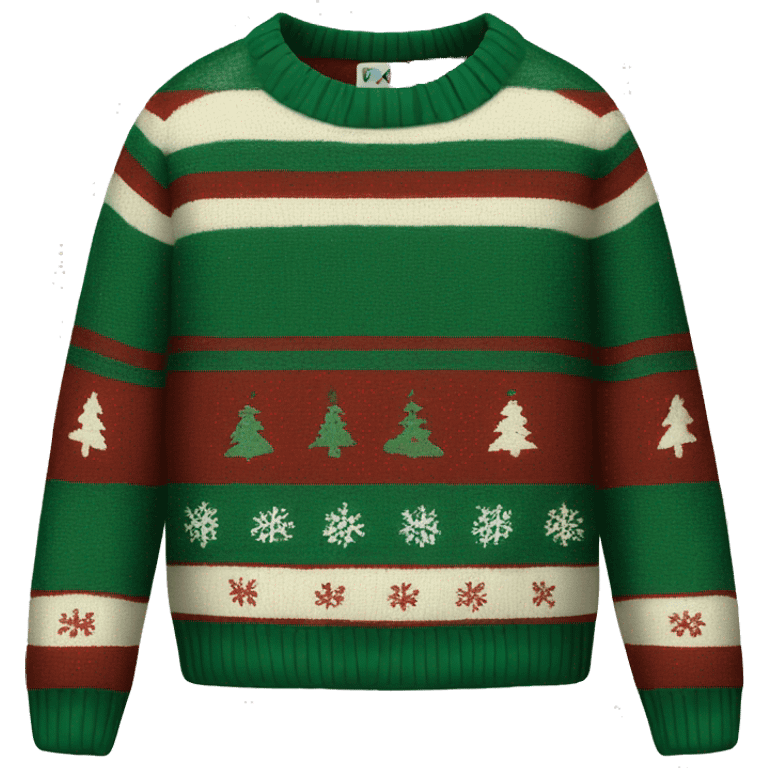 christmas sweater with dark green, dark red, and off-white stripes  emoji