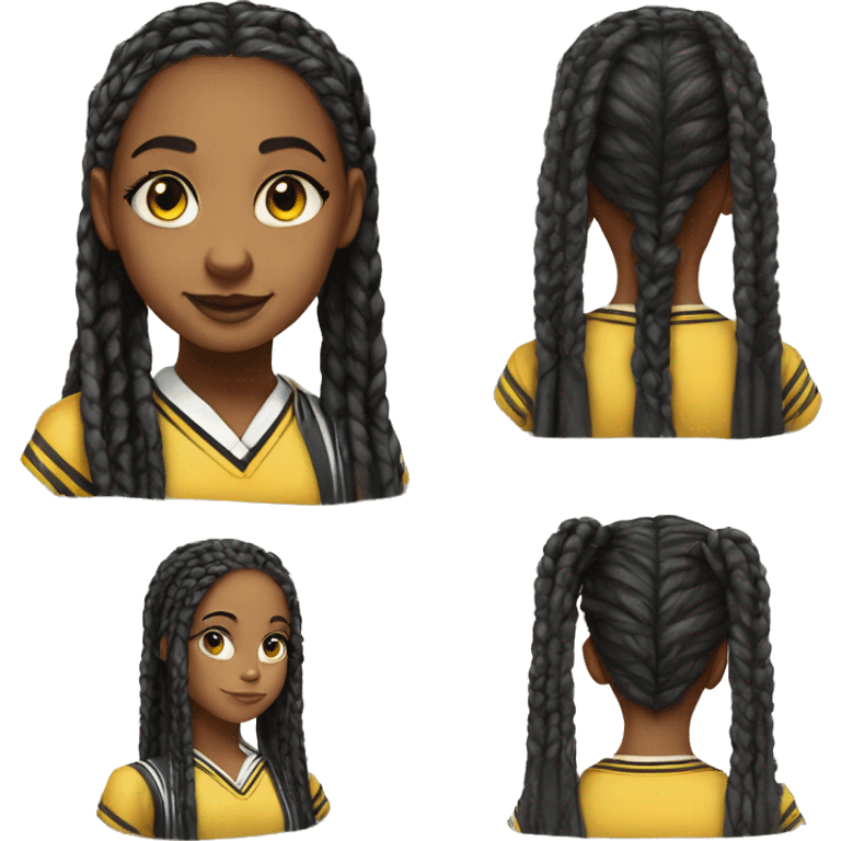  Hyper realistic girl with long box braids wearing Hufflepuff school uniform emoji