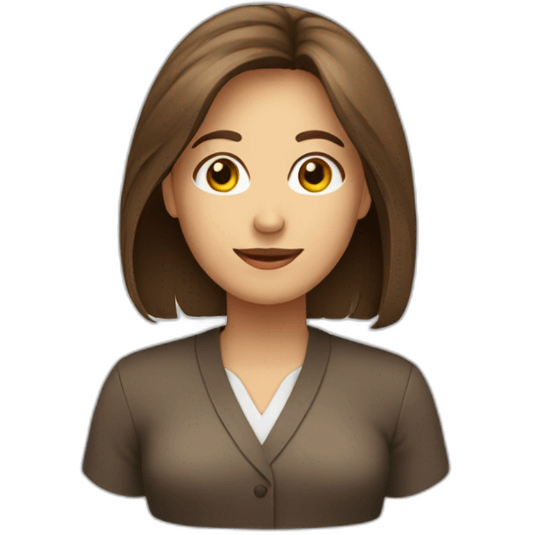 receptionist desk brown hair brown shirt emoji