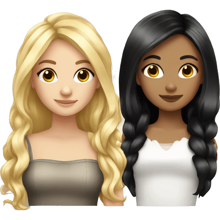 Best friends girls. Blonde and black hair girl fancy  emoji