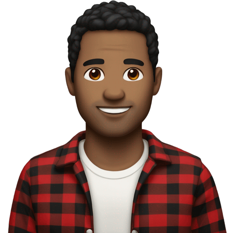 Man with black hair, light skin, brown eyes wearing red and black buffalo plaid pjs emoji